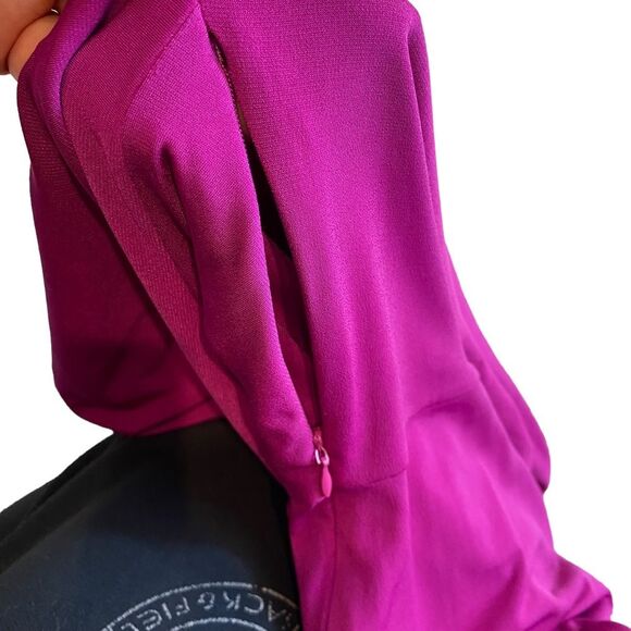 Tahari Magenta Purple Side Ruched Knee Length Sheath Dress Size M - Picture 7 of 8